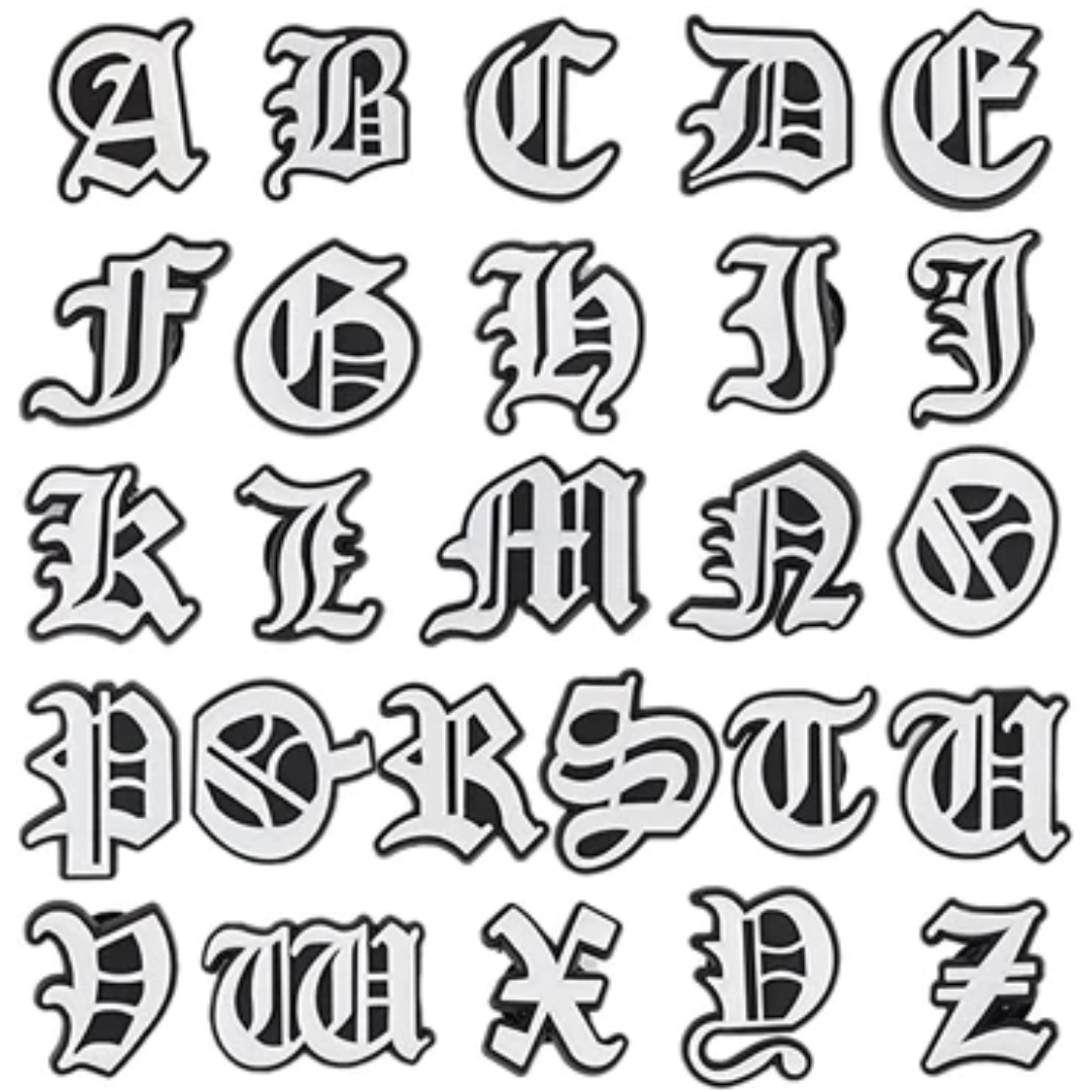 Gothic Old English Letters Croc Charms Alphabet Shoe Charm Black Letter  Shoe Pins Shoe Accessories Letter Shoe Charms -  Australia
