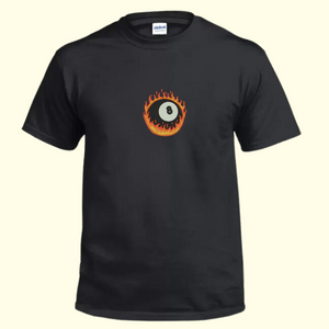 T-SHIRT - FLAMING 8 BALL IN BLACK