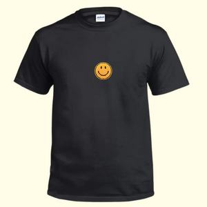 T-SHIRT - YELLOW CHENILLE SMILEY IN BLACK